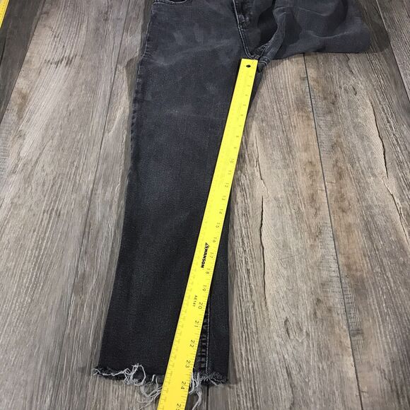 BDG Womens Jeans Black Denim Crop Kick Straight Stretch Raw Hem Med Wash Sz 26 - Picture 9 of 12